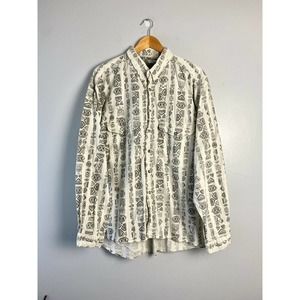Mens 90s Pier Connection Long Sleeve Button Up Shirt Sz XL Vintage